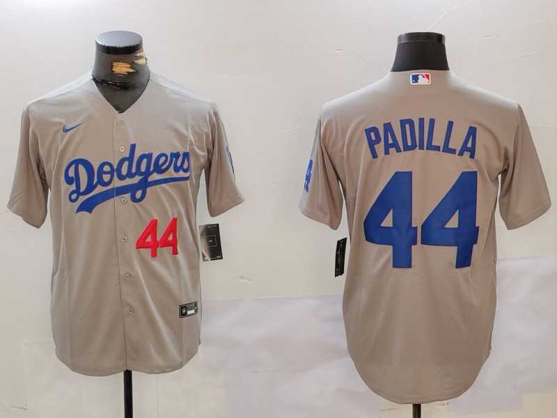 Men%27s Los Angeles Dodgers #44 Vicente Padilla Number Grey Cool Base Stitched Jersey->los angeles dodgers->MLB Jersey